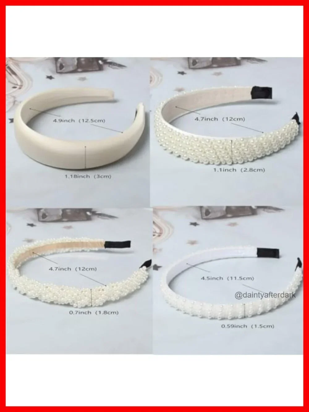 5 Pack Faux Pearls Headband Set - Wedding Hair Accessories